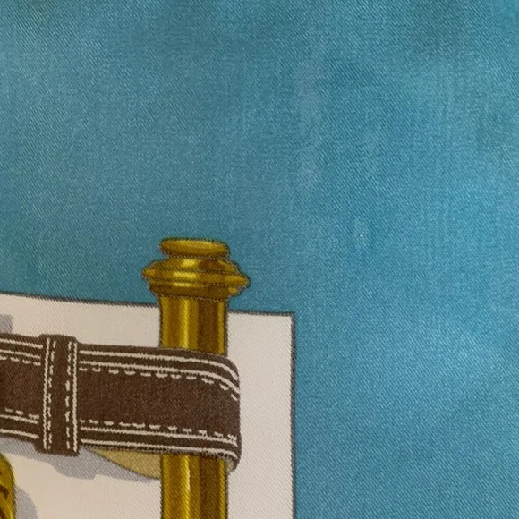 Vintage Hermes Blue Harnais Des Presidents Silk Scarf - Picture 7 of 10